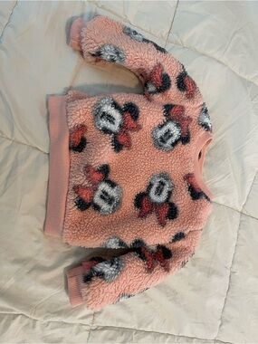 Girls' Pink Sherpa Minnie Mouse Pullover Sweater - Disney Baby